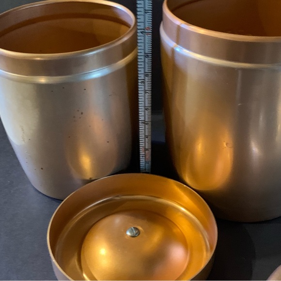 Vintage Copper Color Aluminum Canisters Seed Treats Decor Storage Bird Lover - Picture 14 of 14